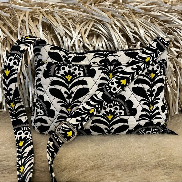 Vera Bradley Black & White with Yellow accents Little Hipster Crossbody Bag - Picture 5 of 14